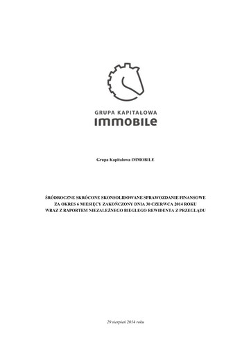 Thumbnail Grupa Kapitałowa Immobile Financial Statement 2014-h1