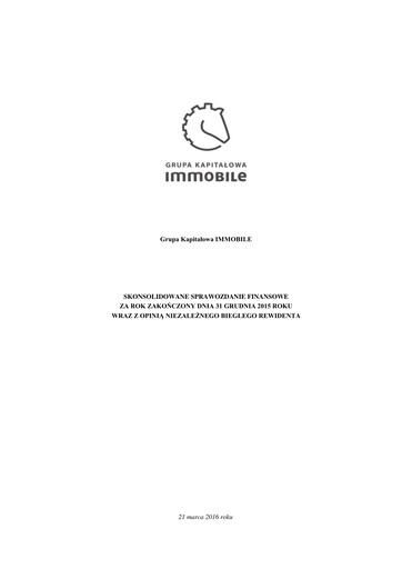Thumbnail Grupa Kapitałowa Immobile Financial Statement 2015