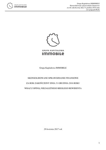 Thumbnail Grupa Kapitałowa Immobile Financial Statement 2016