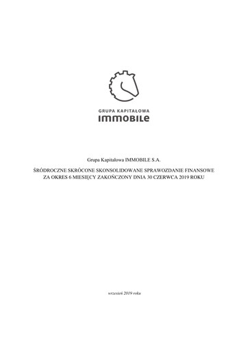 Thumbnail Grupa Kapitałowa Immobile Financial Statement 2019-h1