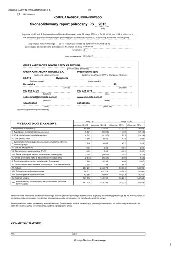 Thumbnail Grupa Kapitałowa Immobile Half-year Report 2015-h1