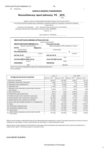 Thumbnail Grupa Kapitałowa Immobile Half-year Report 2019-h1