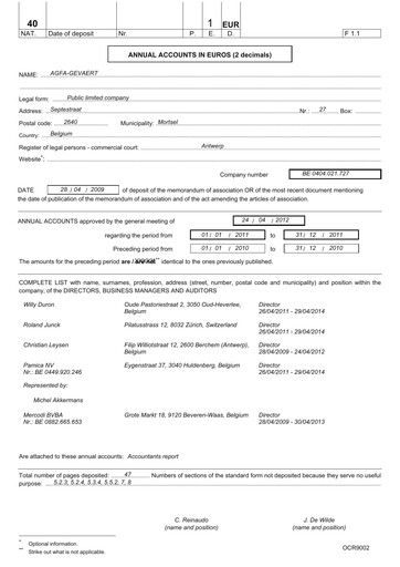 Thumbnail Agfa-Gevaert Financial Statement 2011