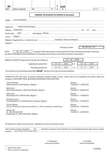 Thumbnail Agfa-Gevaert Financial Statement 2015