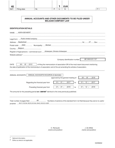 Thumbnail Agfa-Gevaert Financial Statement 2017