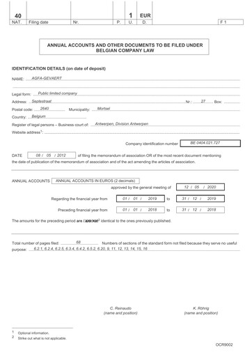 Thumbnail Agfa-Gevaert Financial Statement 2019