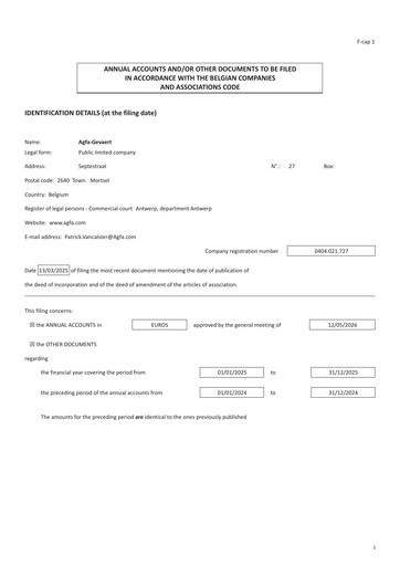 Thumbnail Agfa-Gevaert Financial Statement 2025