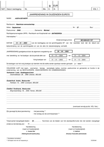 Thumbnail Agfa-Gevaert Financial Statement 2004