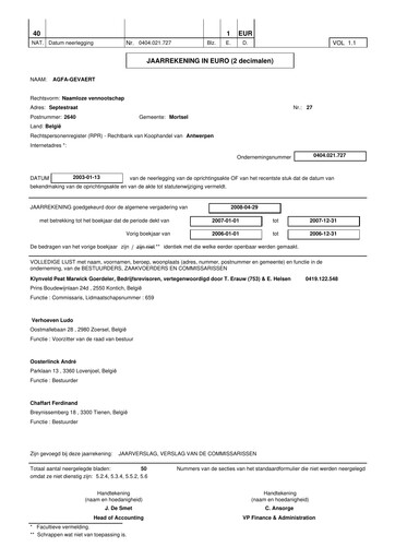 Thumbnail Agfa-Gevaert Financial Statement 2007
