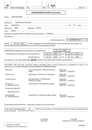 Thumbnail Agfa-Gevaert Financial Statement 2013