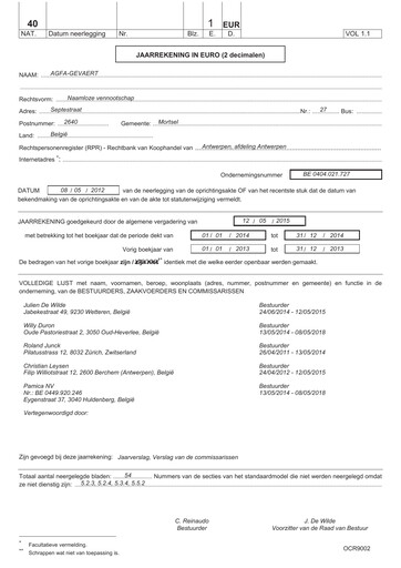 Thumbnail Agfa-Gevaert Financial Statement 2014