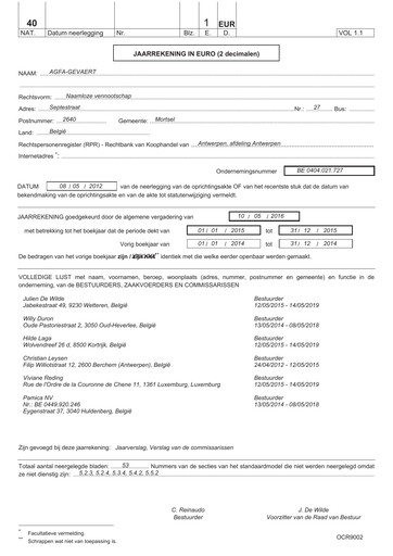 Thumbnail Agfa-Gevaert Financial Statement 2015