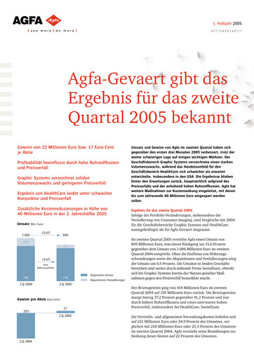 Thumbnail Agfa-Gevaert Half-year Report 2005-h1