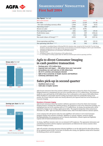 Thumbnail Agfa-Gevaert Half-year Report 2004-h1