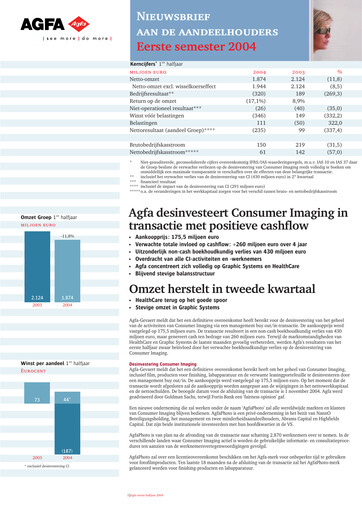 Thumbnail Agfa-Gevaert Half-year Report 2004-h1