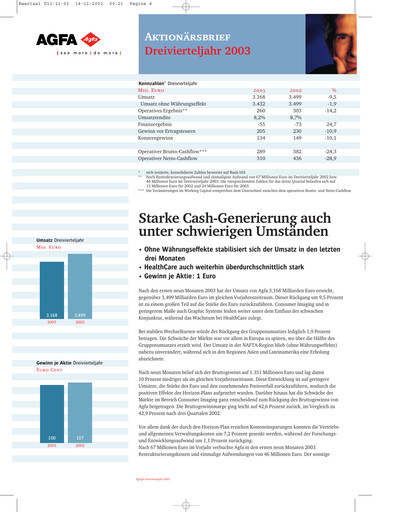 Thumbnail Agfa-Gevaert Quarterly Report 2003-q3