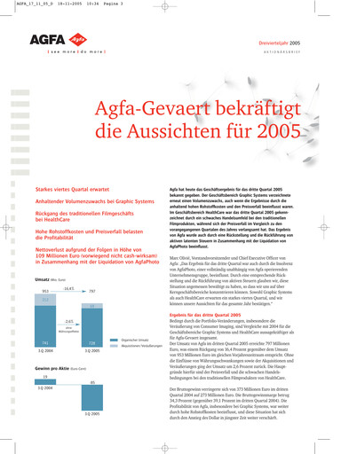 Thumbnail Agfa-Gevaert Quarterly Report 2005-q3