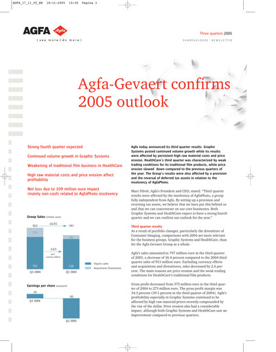 Thumbnail Agfa-Gevaert Quarterly Report 2005-q3