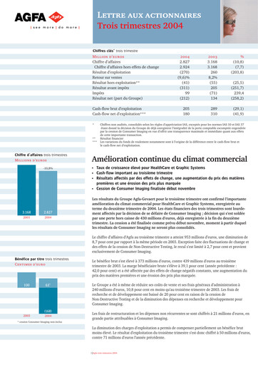 Thumbnail Agfa-Gevaert Quarterly Report 2004-q3