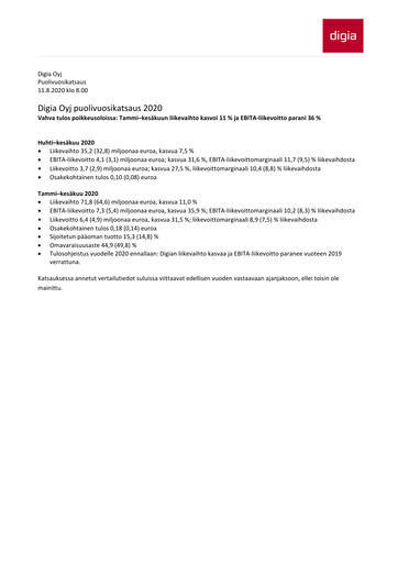 Thumbnail Digia Oyj Half-year Report 2020-h1
