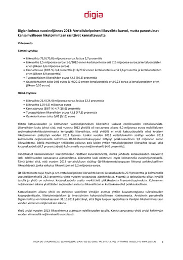Thumbnail Digia Oyj Quarterly Report 2013-q3