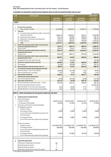 Miniature DLF Rapport trimestriel 2013-q1