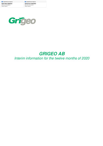 Thumbnail Grigeo AB Financial Report 2020