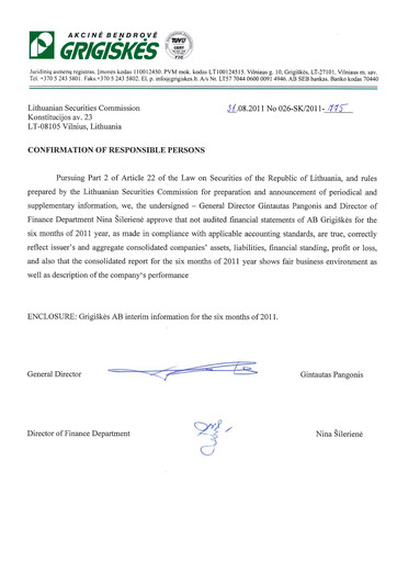 Thumbnail Grigeo AB Half-year Report 2011-h1