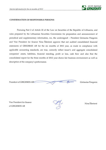 Thumbnail Grigeo AB Half-year Report 2012-h1