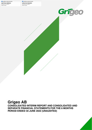 Thumbnail Grigeo AB Half-year Report 2022-h1