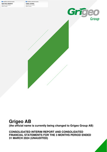 Thumbnail Grigeo AB Quarterly Report 2024-q1