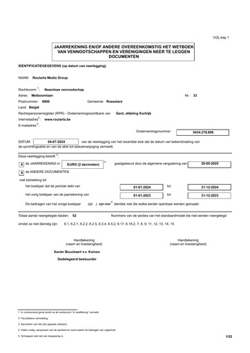 Vorschaubild Roularta Media Group Finanzmitteilung 2024