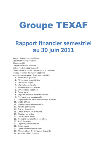 Miniature Texaf Rapport semestriel 2011-h1