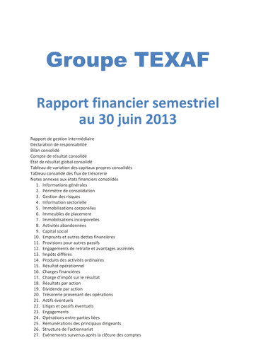 Miniature Texaf Rapport semestriel 2013-h1