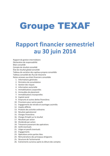Miniature Texaf Rapport semestriel 2014-h1
