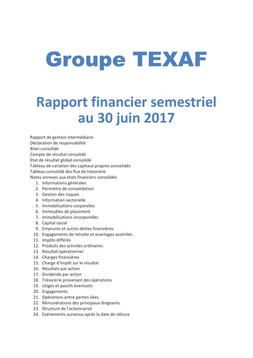 Miniature Texaf Rapport semestriel 2017-h1
