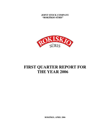 Miniature Rokiskio Suris AB Rapport trimestriel 2006-q1
