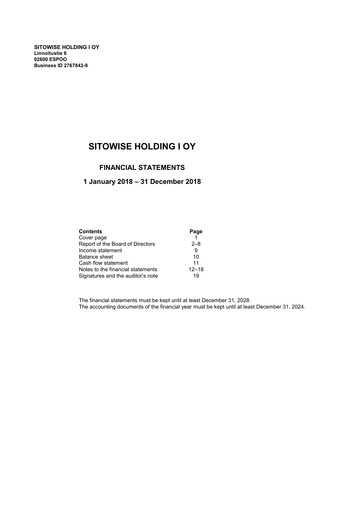 Thumbnail Sitowise Group Oyj Financial Statement 2018