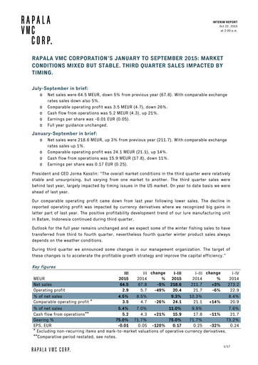 Thumbnail Rapala VMC Corporation Quarterly Report 2015-q3