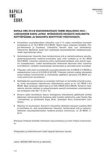 Thumbnail Rapala VMC Corporation Quarterly Report 2013-q1