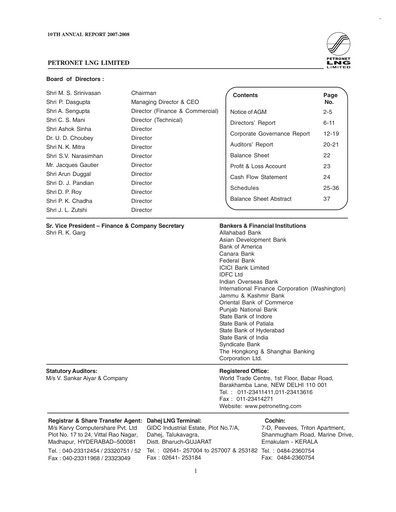 Thumbnail Petronet LNG
 Annual Report 2007-2008