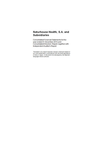 Thumbnail Naturhouse Health Financial Statement 2015