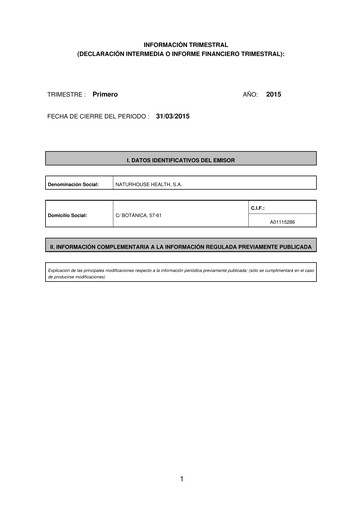 Thumbnail Naturhouse Health Quarterly Report 2015-q1