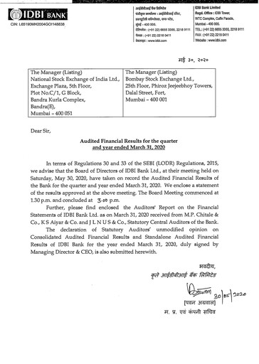 Thumbnail IDBI Bank
 Quarterly Report 2019-2020-q4