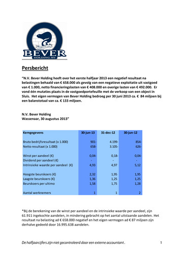 Miniature Bever Holding Rapport semestriel 2013-h1