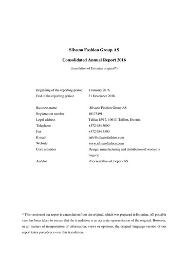 Thumbnail AS Silvano Fashion Group Annual Report 2016