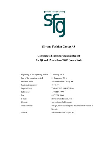 Thumbnail AS Silvano Fashion Group Financial Report 2016