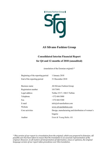 Thumbnail AS Silvano Fashion Group Financial Report 2018