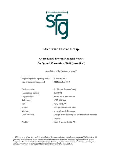 Thumbnail AS Silvano Fashion Group Financial Report 2019