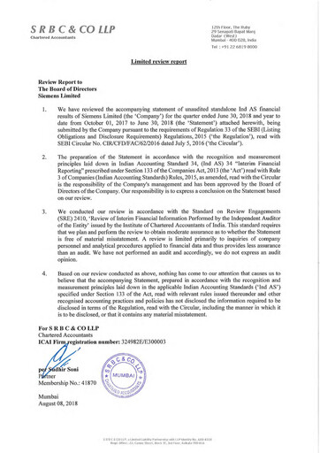 Thumbnail Siemens India
 Quarterly Report 2018-q3